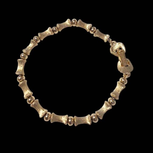 Vintage Monet Signed Bamboo Link Bracelet - Picture 1 of 7